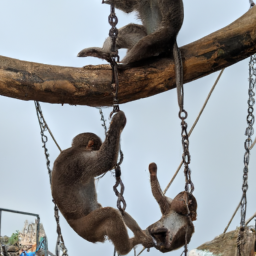 Mischievous Monkeys Playfully Swing